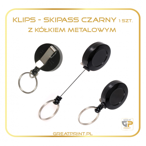 Klips SKIPASS (czarny) z kółkiem