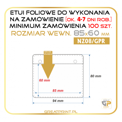 NZ08/GPR - Etui poz. 100 szt. (85x60) FOLIA 