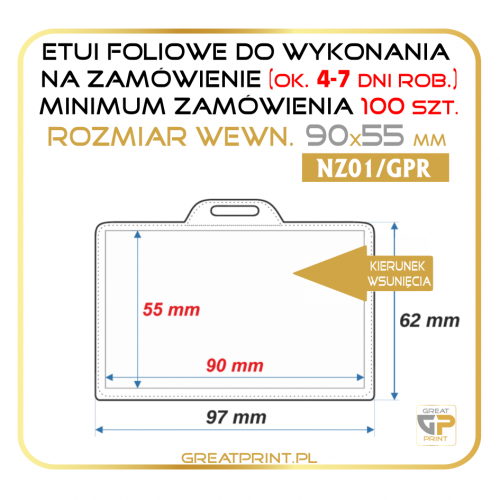 NZ01/GPR - Etui poz. 100 szt. (90x55) FOLIA