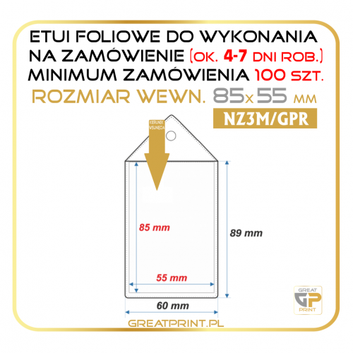 NZ3M/GPR - Etui pion. 100 szt. (85x55) FOLIA 