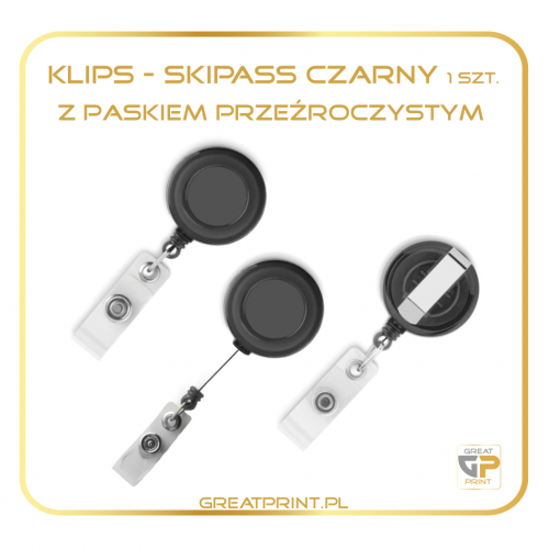 Klips SKIPASS (czarny) z paskiem