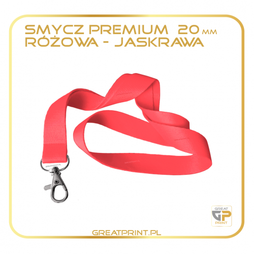 Smycz 20mm RÓŻOWA JASKRAWA