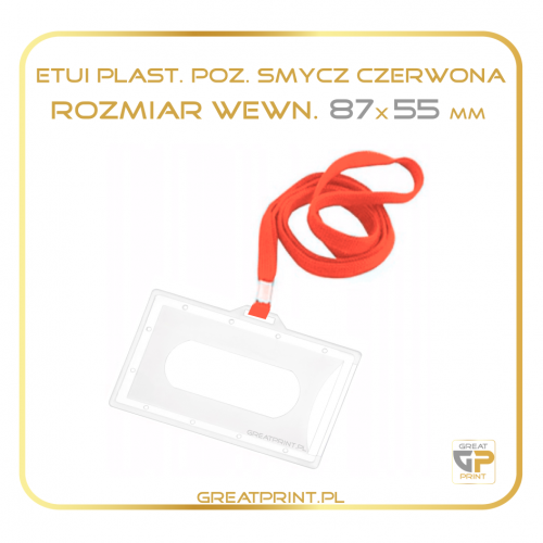 Identyf. Poz. Smycz czerwona (87x55) PLASTIK