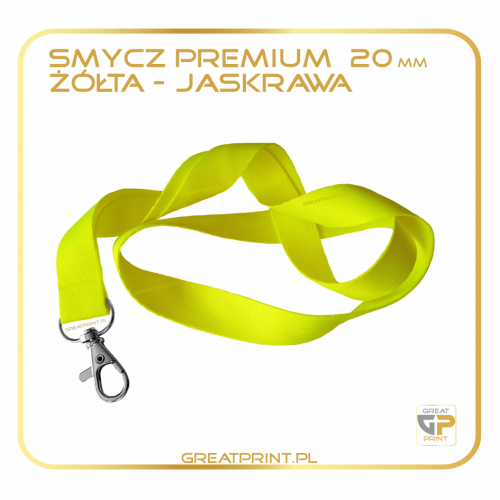 Smycz 20mm ŻÓŁTA JASKRAWA