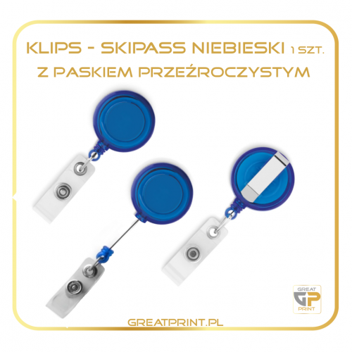 Klips SKIPASS (niebieski) z paskiem