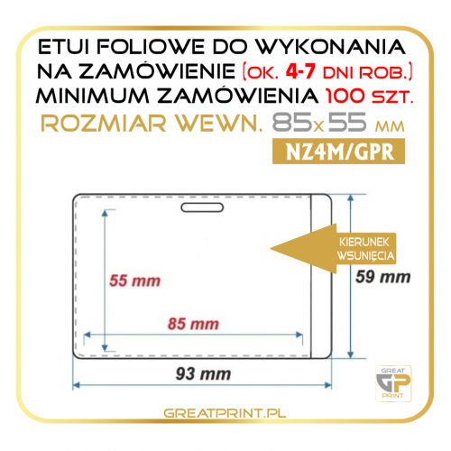 NZ4M/GPR - Etui poz. 100 szt. (85x55) FOLIA 